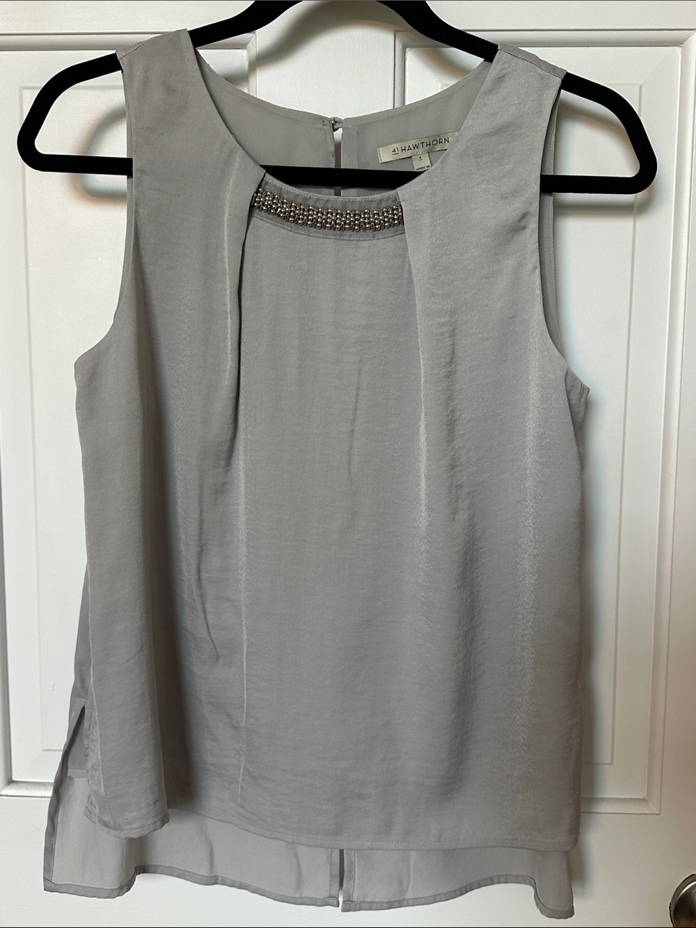 41 Hawthorn Silver Beaded-Neck Sleeveless Top